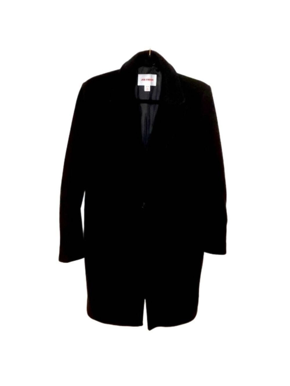 JOE FRESH Women’s Black Car Coat Pea Coat Midi Length Notched Collar Size M